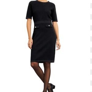KAREN MILLEN BLACK BODYCON KNIT DRESS LAYER LOOK SIZE UK8 / US 0